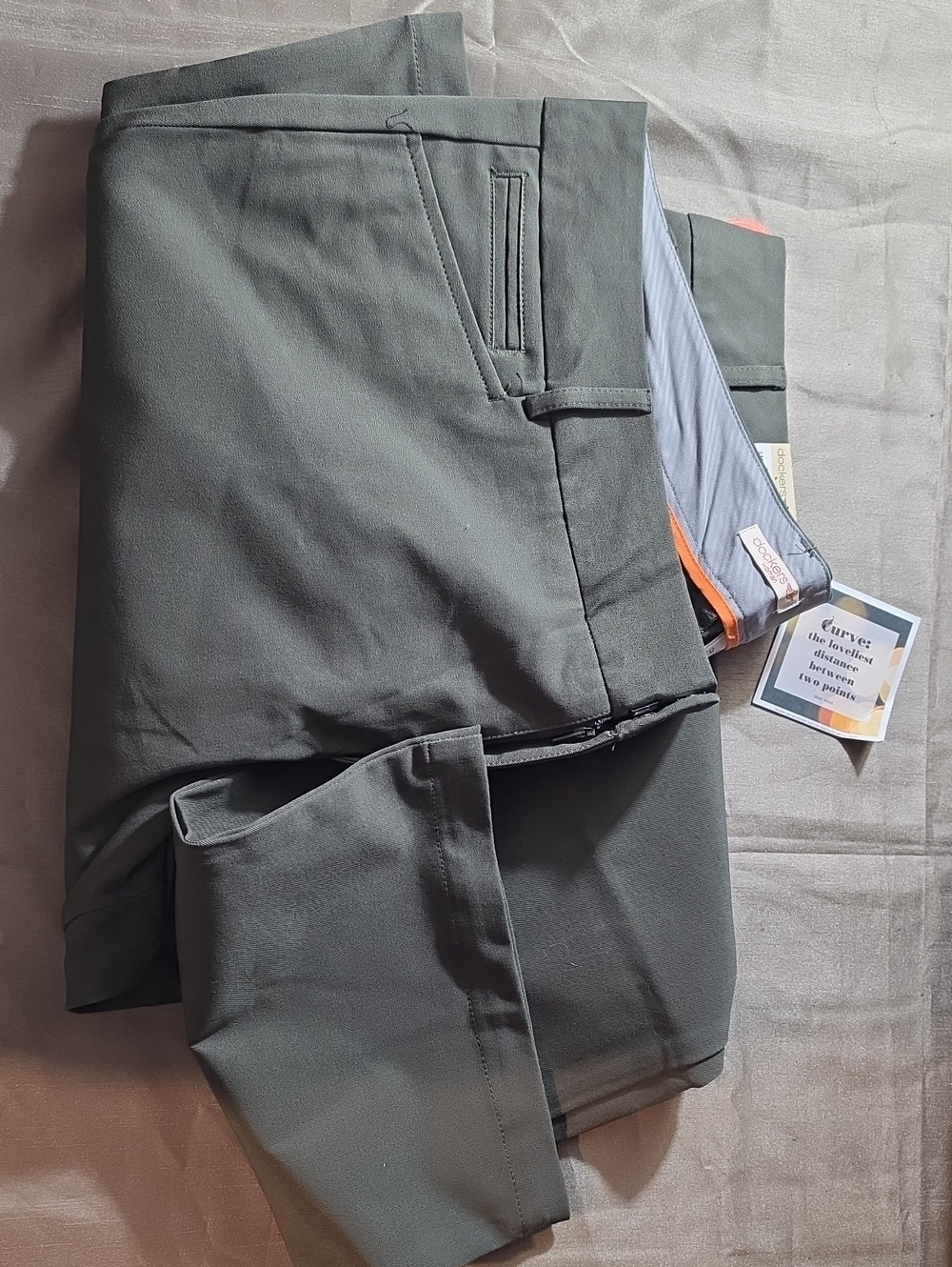 Womens Stretch Chino Pants in Olive Green